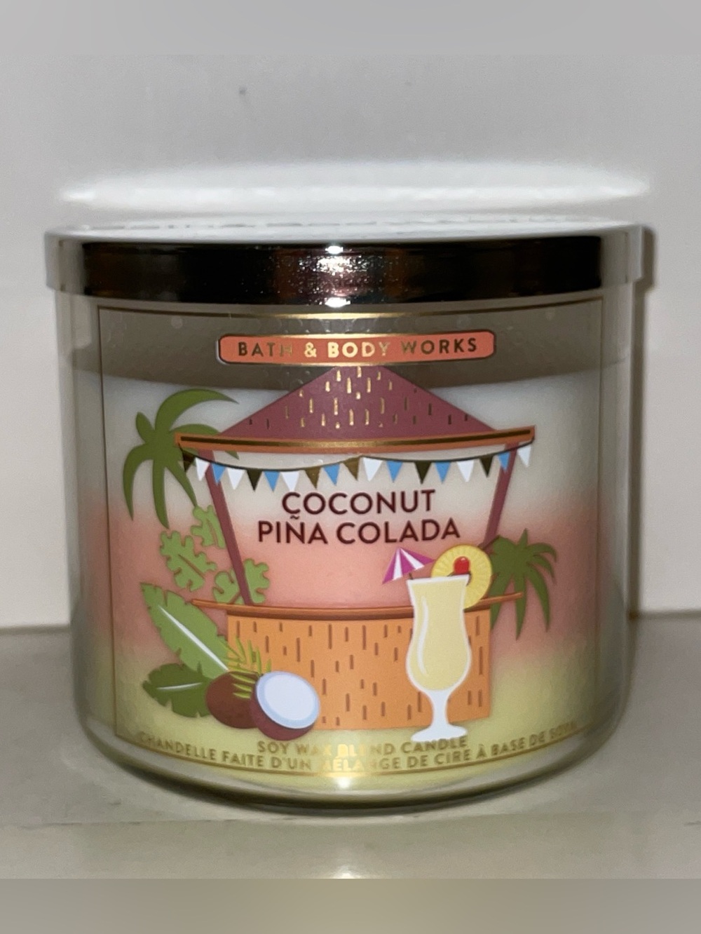 Bath & Body Works Coconut Pina Colada Scented Candle 3 Wick Discontinued New
